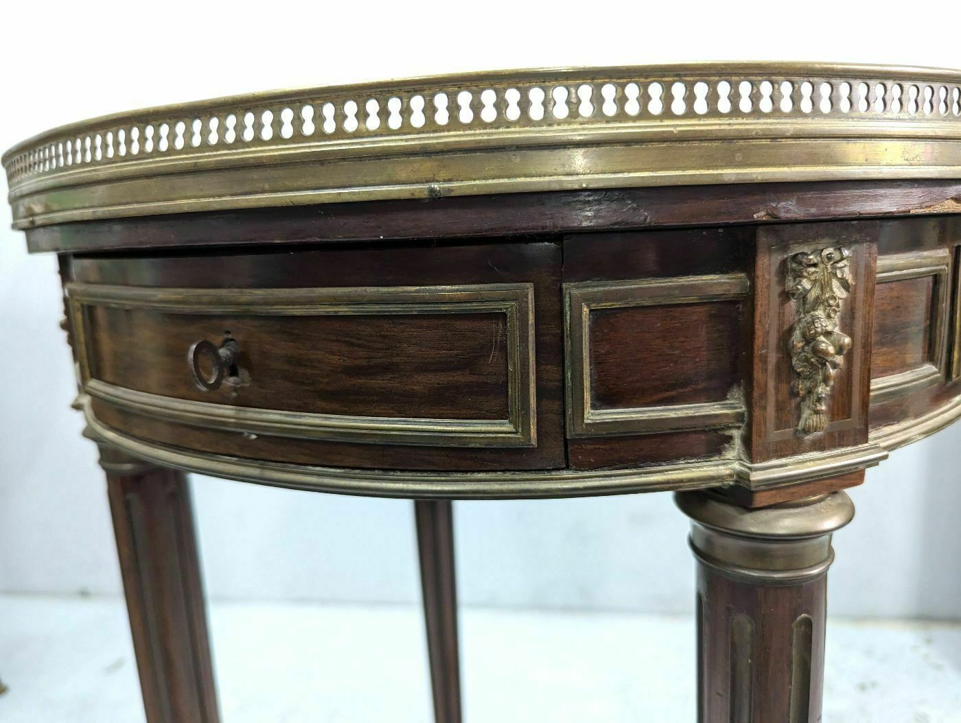 19th Century Louis XVI Style Mahogany And Brass Hot Water Bottle Table photo vintage
