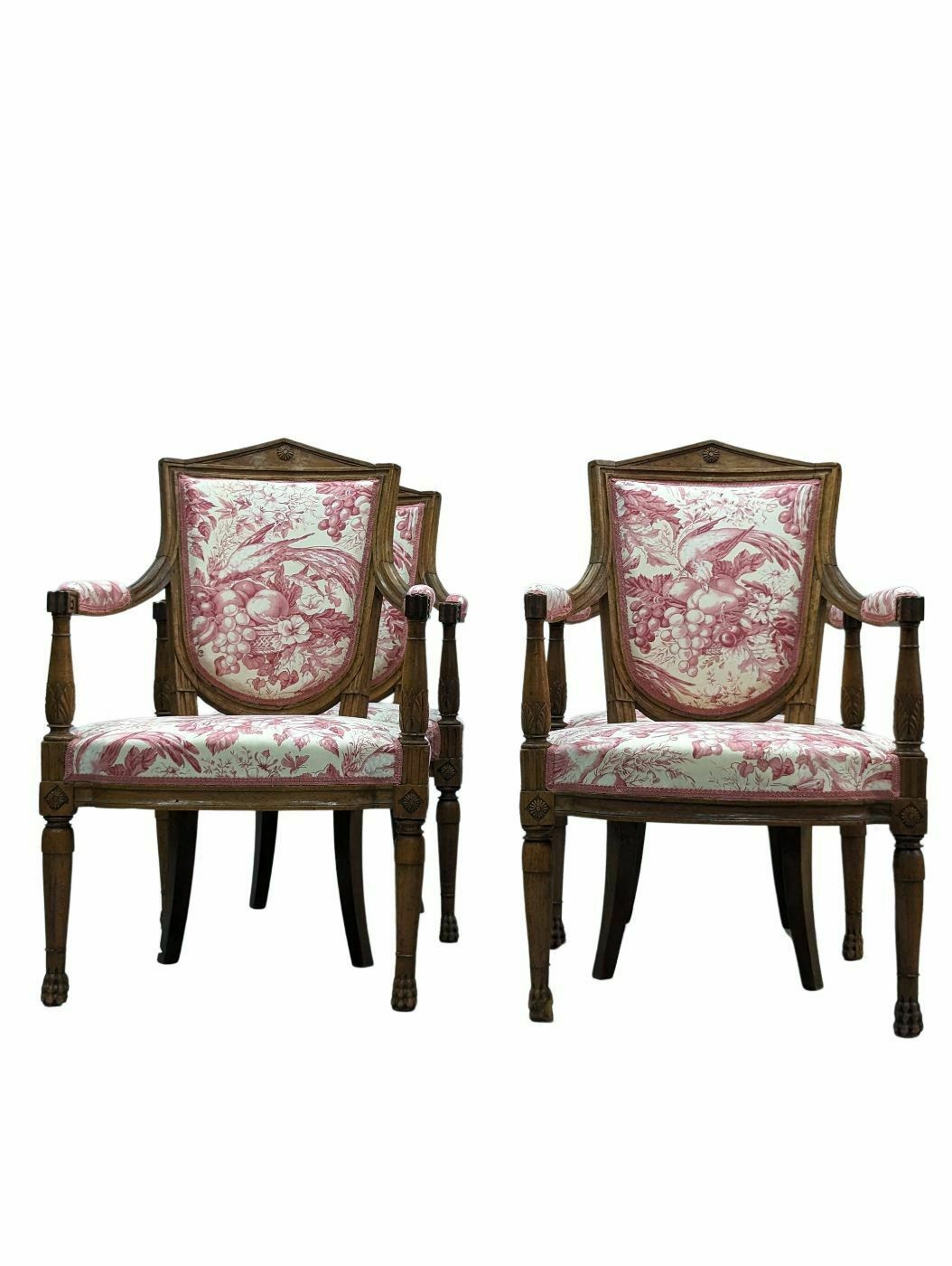Set Of 4 Walnut Armchairs From The Directory Period photo vintage