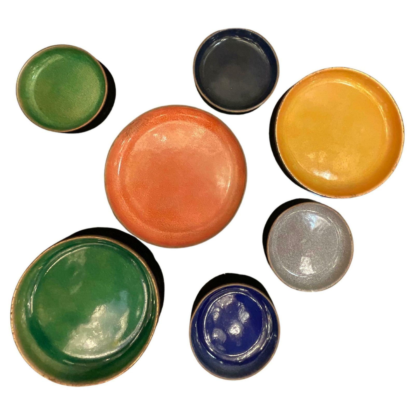Paolo De Poli   N 7 Signed Enamels On Copper   Made In Italy