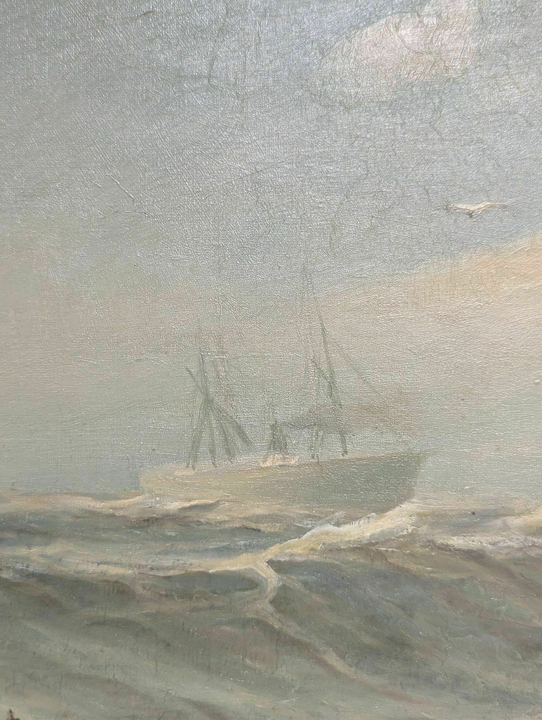 Oil Painting On Canvas Marine By François Gautier (1842 1917) photo for sale