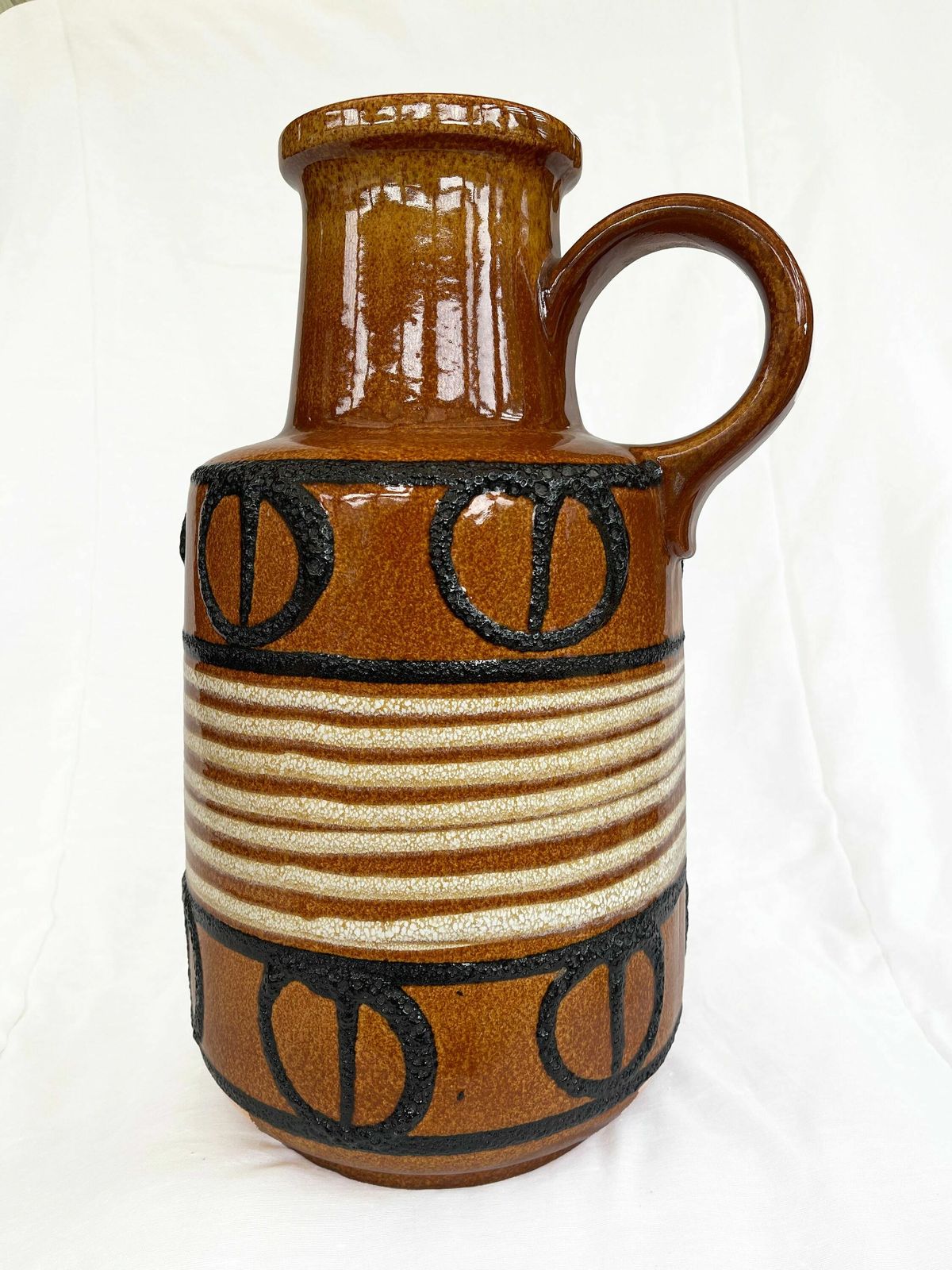 Mid Century West German Scheurich 408 40 Handled Floor Vase