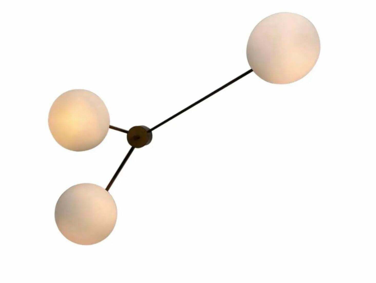 Arredoluce "Angelo Lelii" Brass Opaline Glass Brass Opaline Glass, 1961, Italy photo vinterior