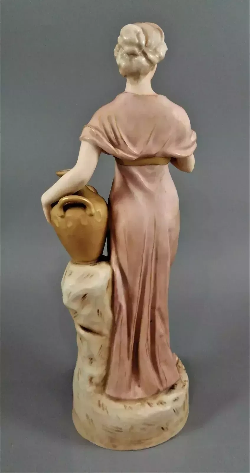 Beautiful Antique Royal Dux Porcelain Figurine Depicting A Lady Holding A Jug. photo 400.0