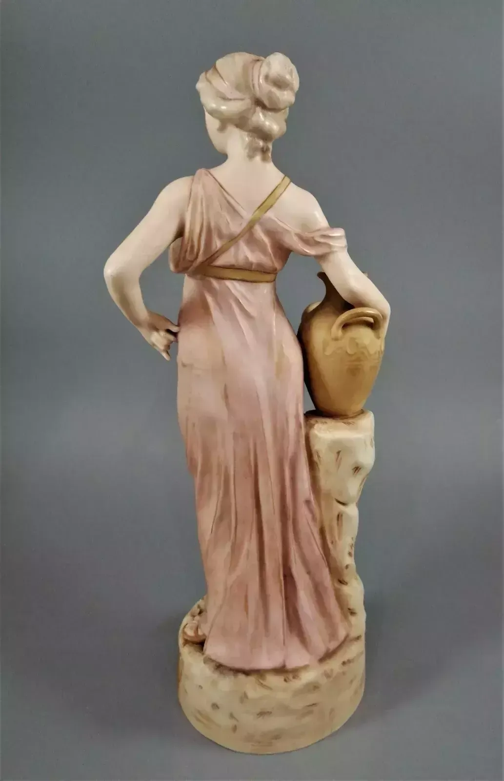 Beautiful Antique Royal Dux Porcelain Figurine Depicting A Lady Holding A Jug. photo Home Decor