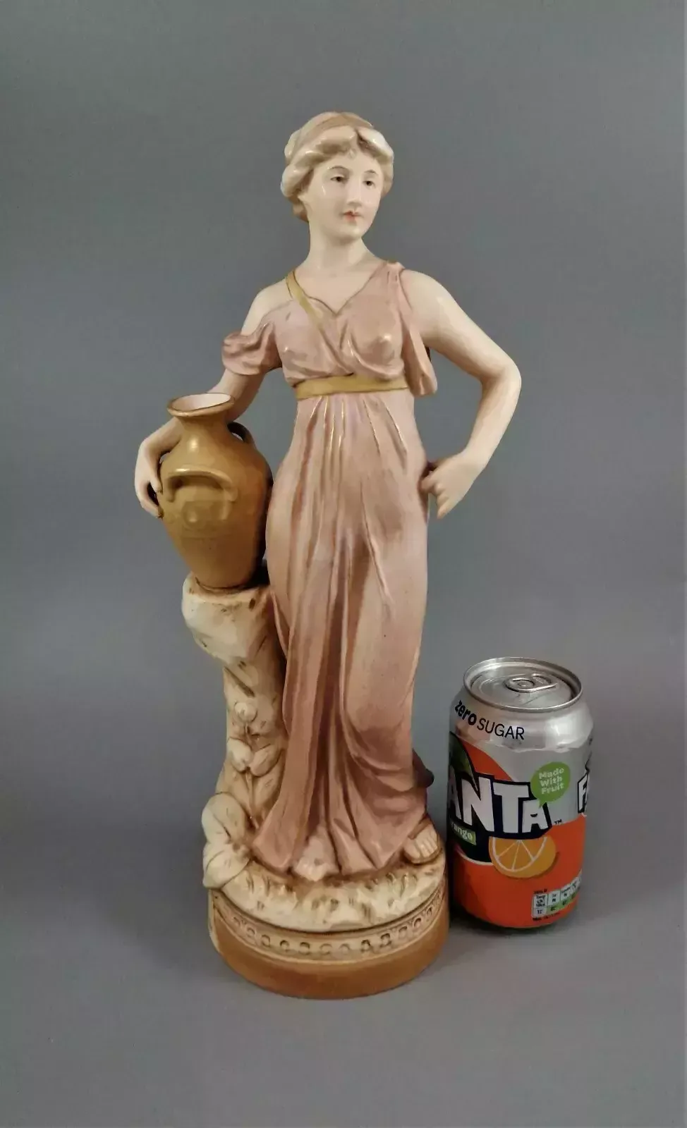 photo for sale Beautiful Antique Royal Dux Porcelain Figurine Depicting A Lady Holding A Jug.