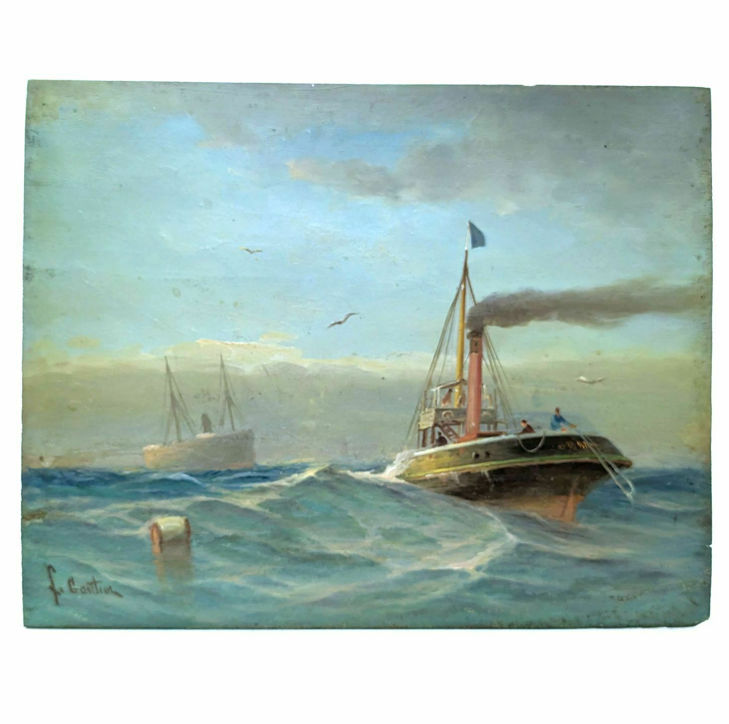 Oil Painting On Canvas Marine By François Gautier (1842 1917)