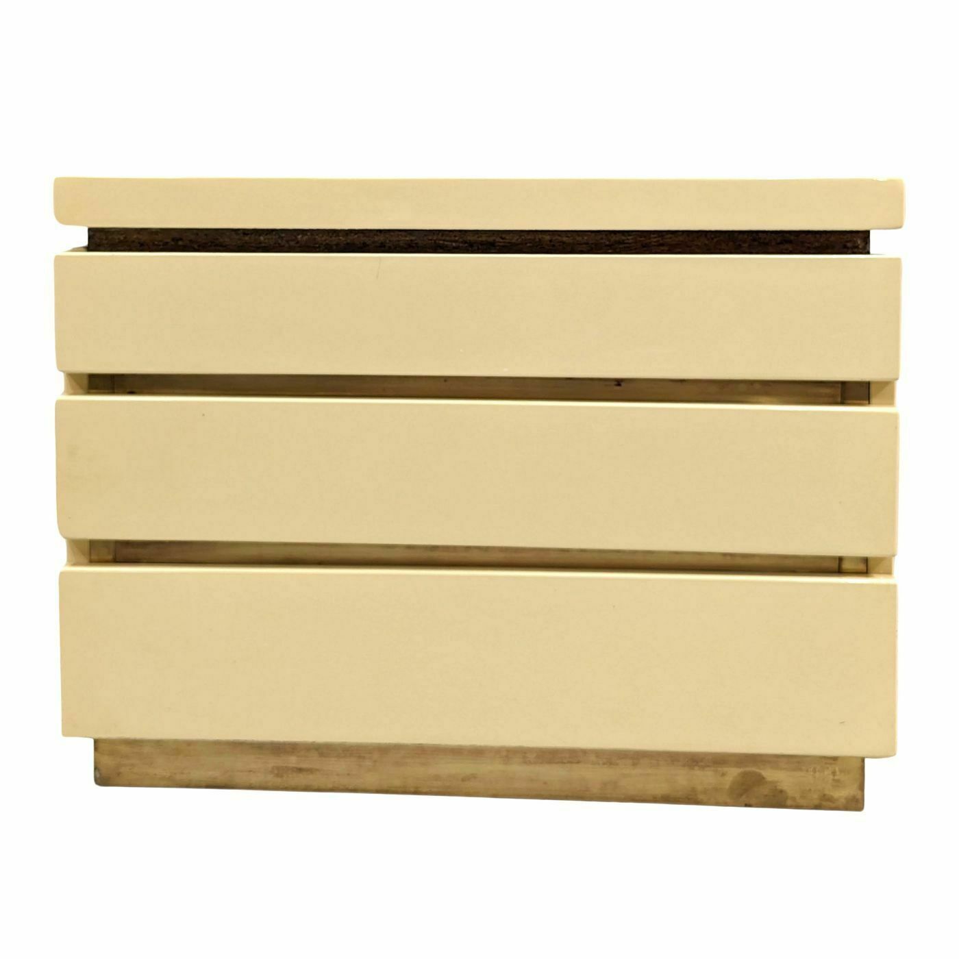 Pair Of Small Chest Of Drawers With 3 Cream Lacquered Drawers From The 80s By Jean Claude Mahey photo for sale