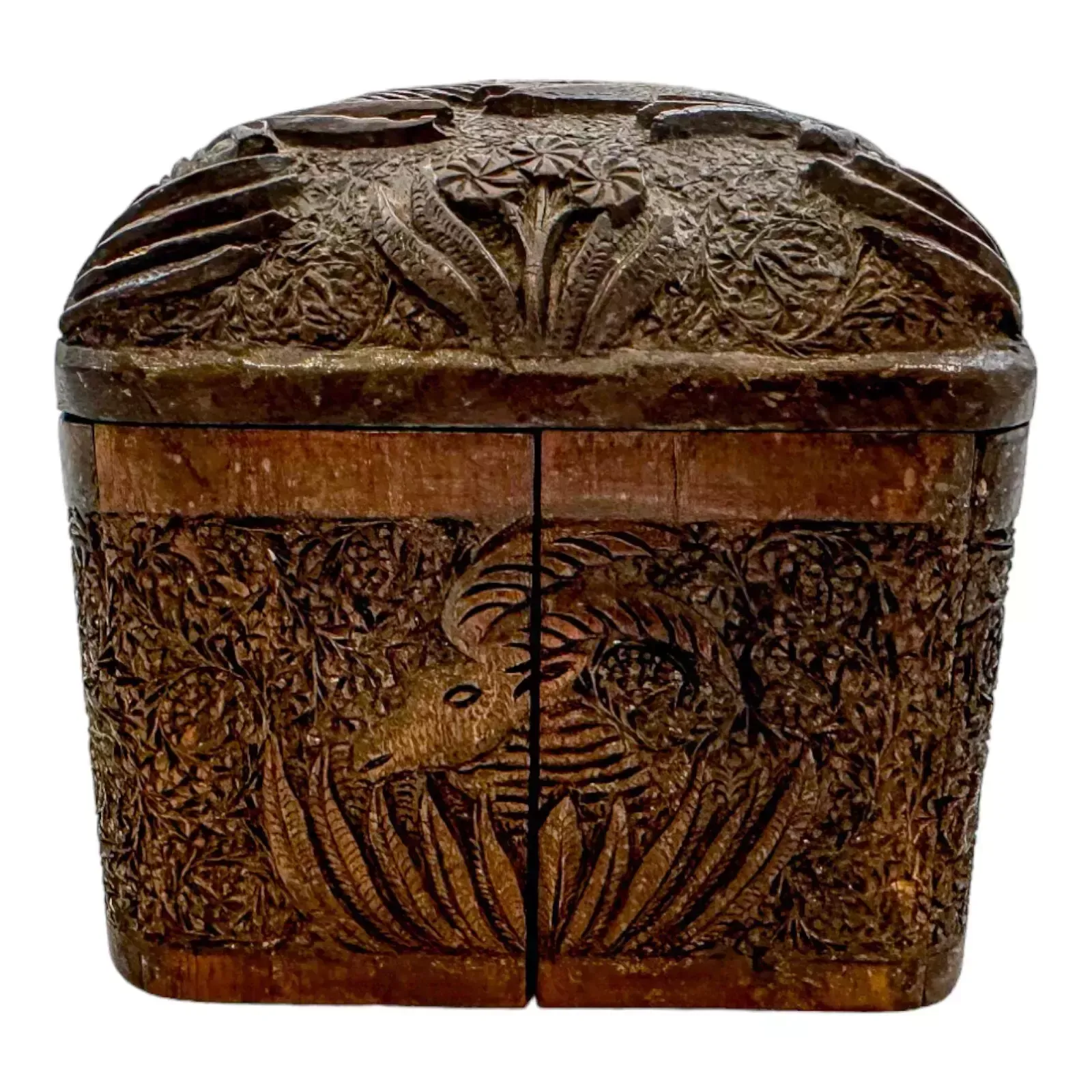 Early 19th Century Anglo Indian Carved Sandalwood Cigarette Holder Dispenser Box photo vinterior