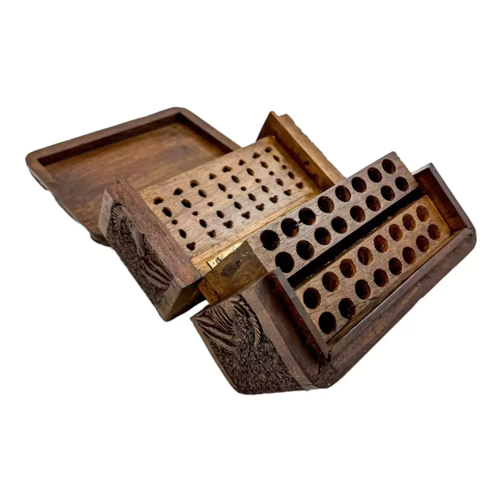 260.0 Early 19th Century Anglo Indian Carved Sandalwood Cigarette Holder Dispenser Box photo