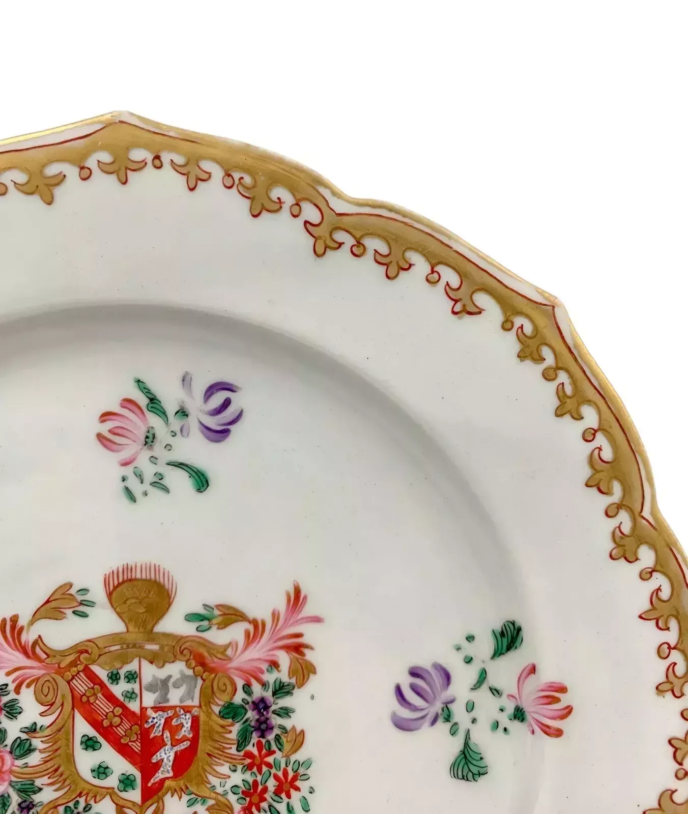 18th Century Porcelain Chinese Export Armorial Plate, Deer/Dogs Coat Of Arms photo buy