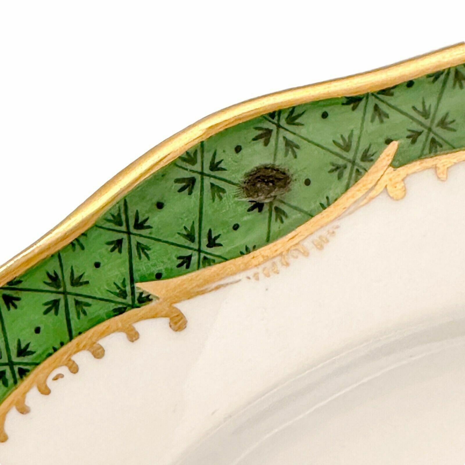 German 19th Century Meissen Porcelain Fluted Cabinet Plate, Gallant Scene Green photo buy