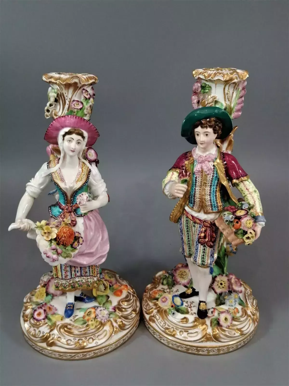 A Beautiful And Rare Pair Of Minton Porcelain Figural Candlesticks ,C.1835