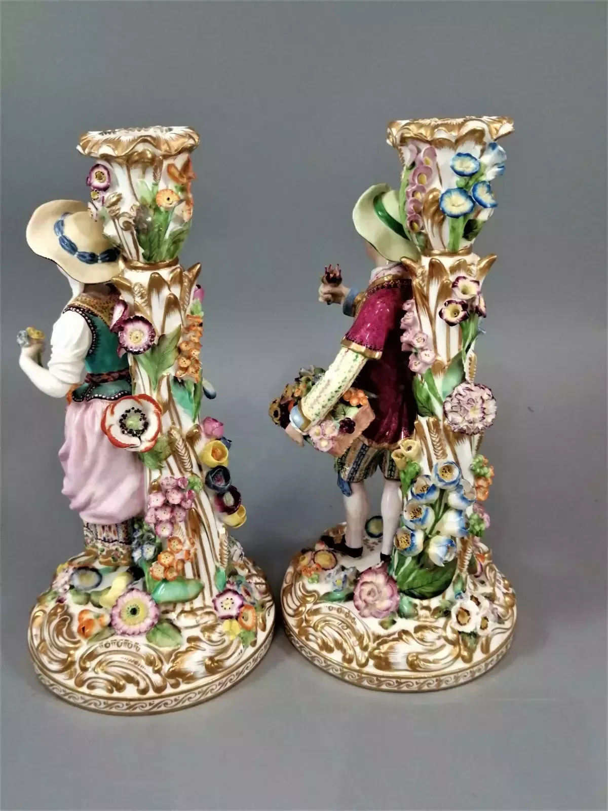 A Beautiful And Rare Pair Of Minton Porcelain Figural Candlesticks ,C.1835 photo for sale