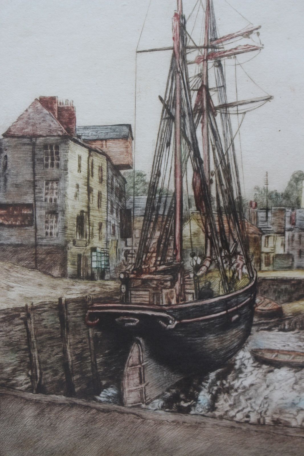 ‘The Padstow Schooner’  Mezzotint By Arthur Hogg photo Art