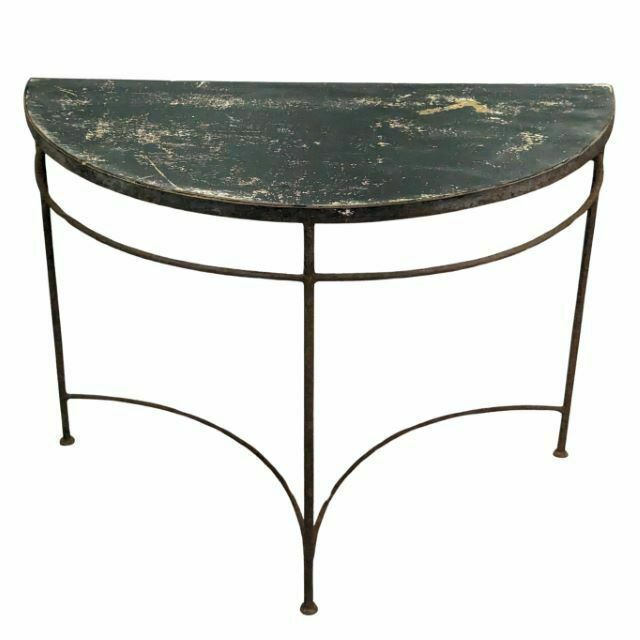 Vintage Half Moon Metal Side Table In Pair Tino Rossi photo for sale