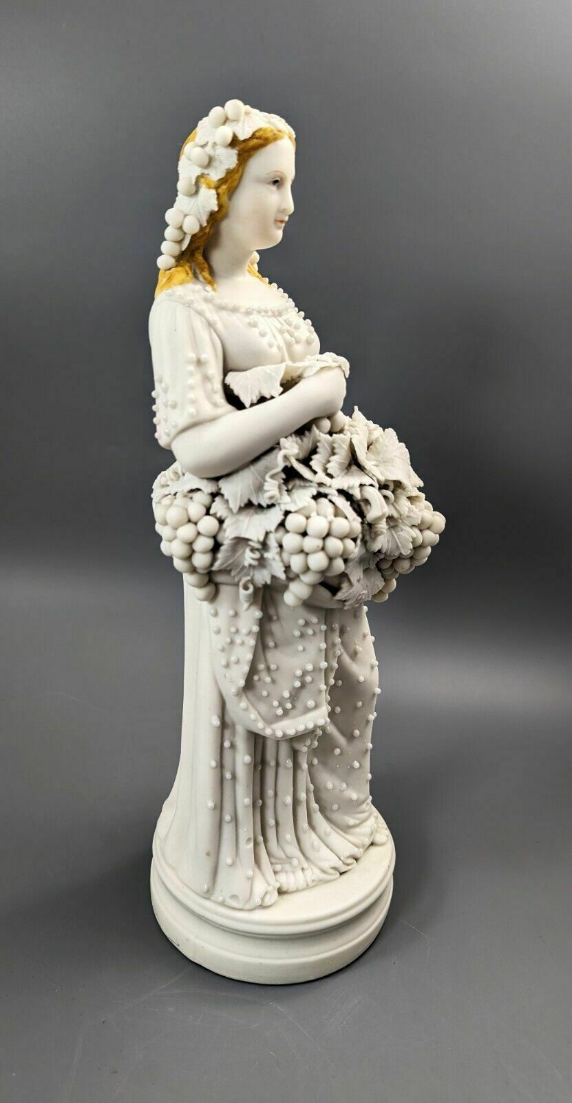 Lady With A Basket Of Grapes, Parian Ware Porcelain, Mid 19th Century photo buy