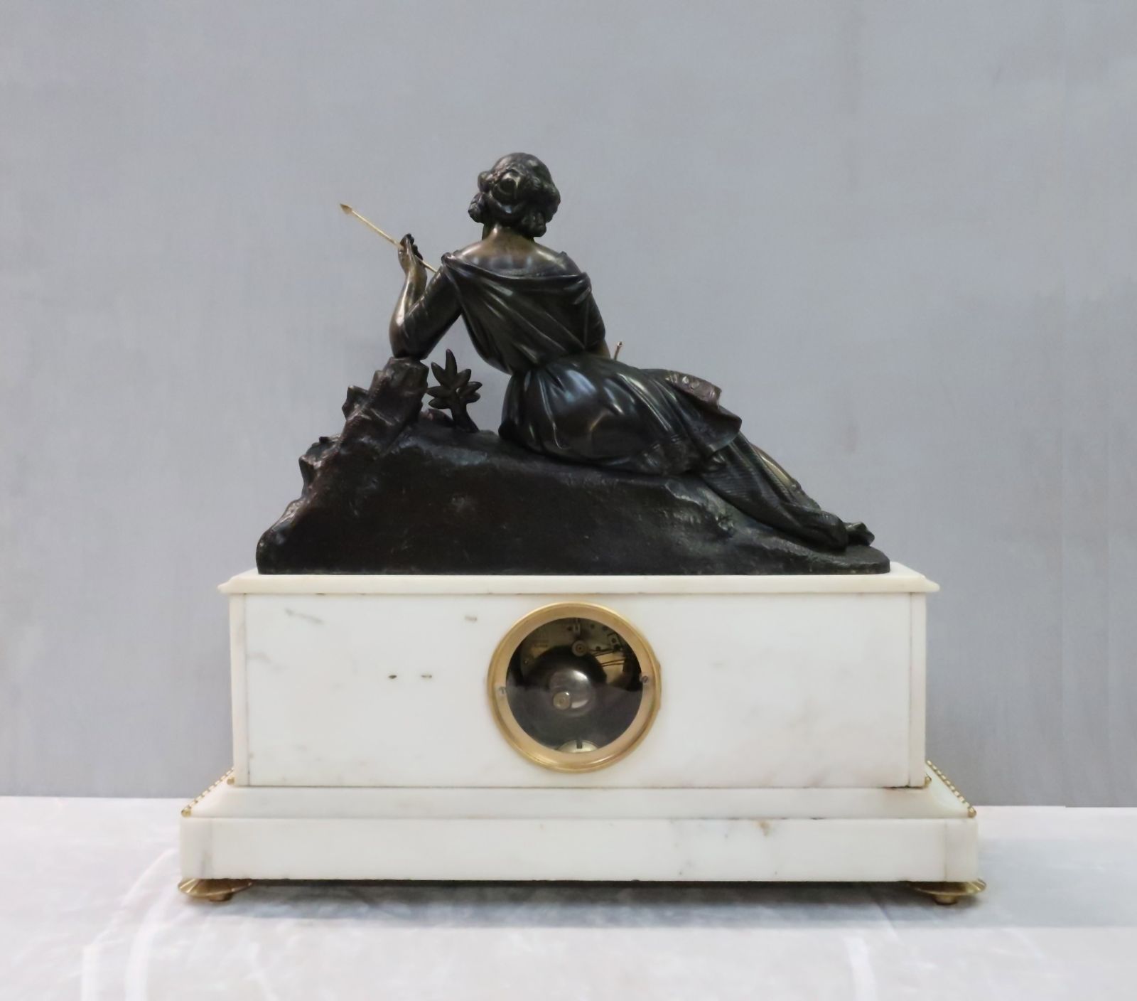 photo for sale French Victorian Bronze Mantel Clock By Deniere And Cailleaux