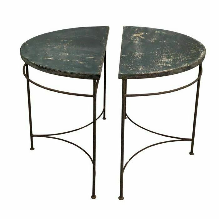 photo vinterior Vintage Half Moon Metal Side Table In Pair Tino Rossi