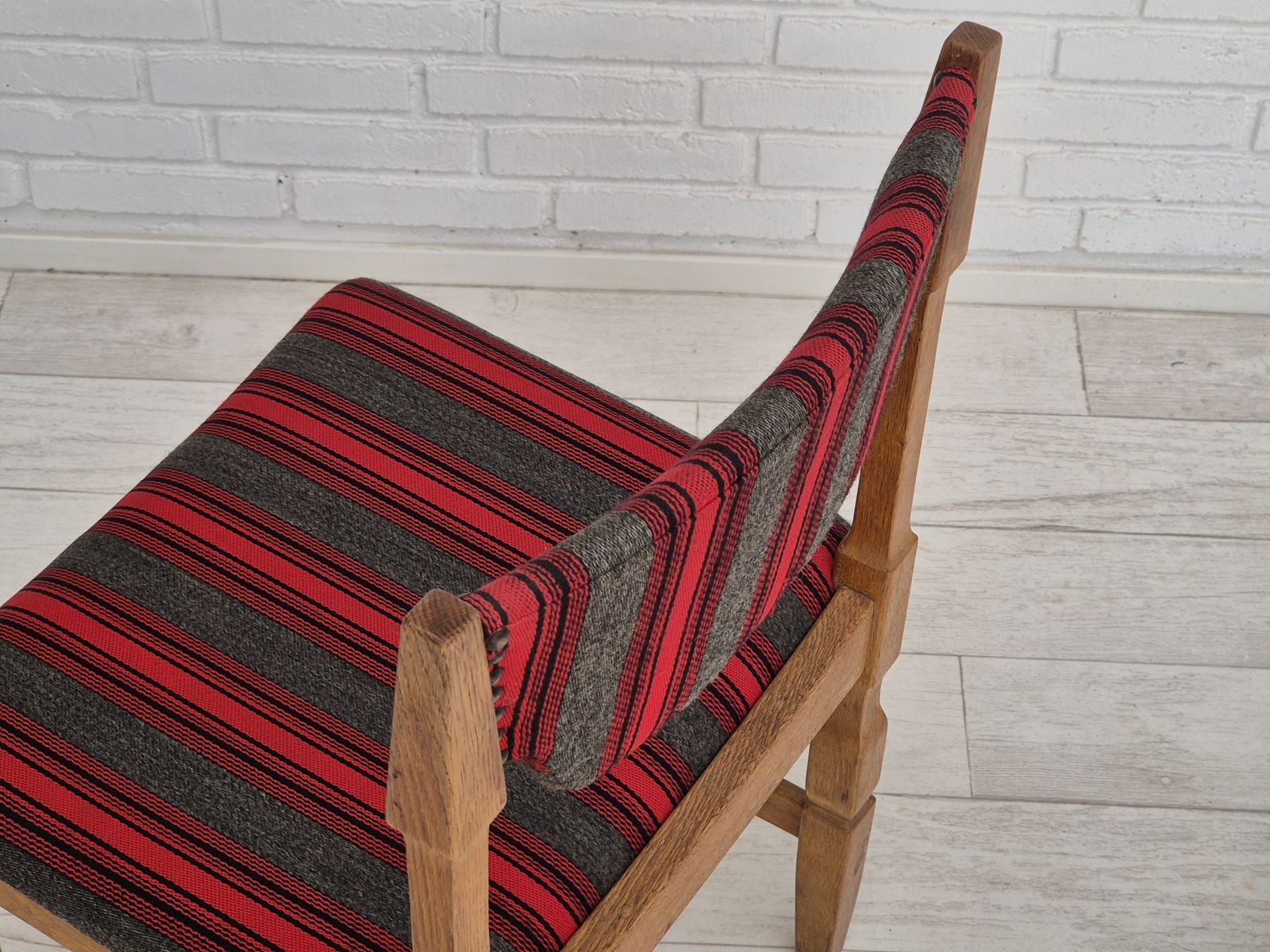 1195.0 1970s, Danish Design By Henning Kjærnulf, Set Of 4 Dining Chairs, Original Condition, Oak, Wool. photo