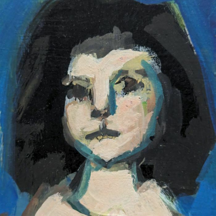 Portrait Of A Young Girl Oil On Cardboard By Rudolf Kundera photo for sale