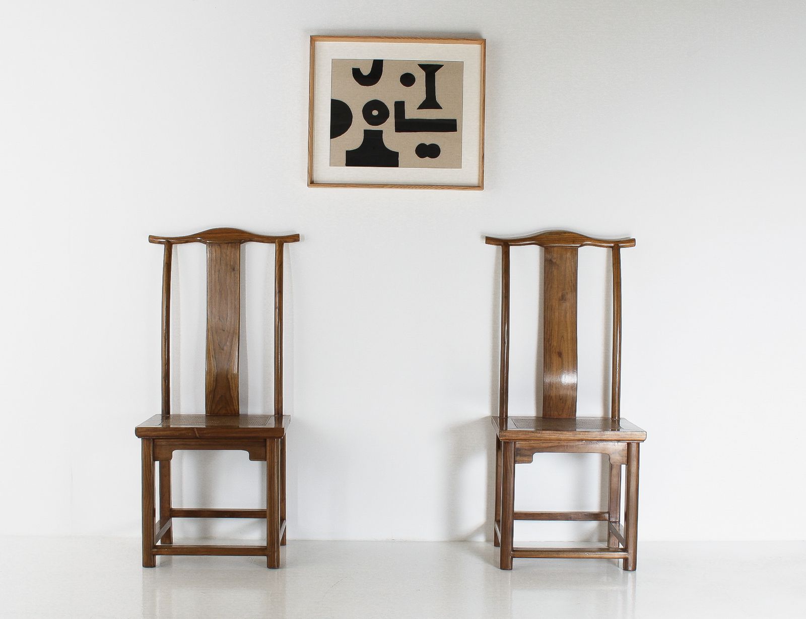 A Pair Of Lacquered Chinese Northern Elm Yoke Back ‘Officials Hat’ Chairs photo buy