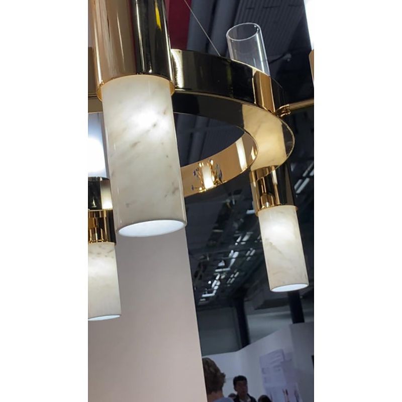 Contemporary Gold Ring Chandelier With Gradient White And Carrara Marble Glasses By Simoeng photo buy