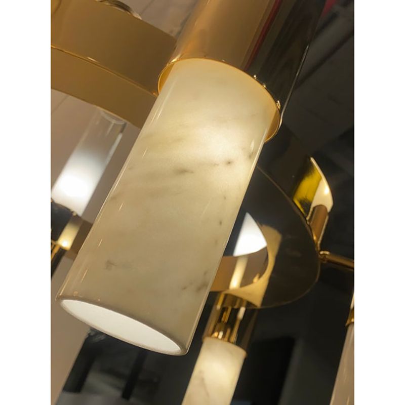 18800.0 Contemporary Gold Ring Chandelier With Gradient White And Carrara Marble Glasses By Simoeng photo