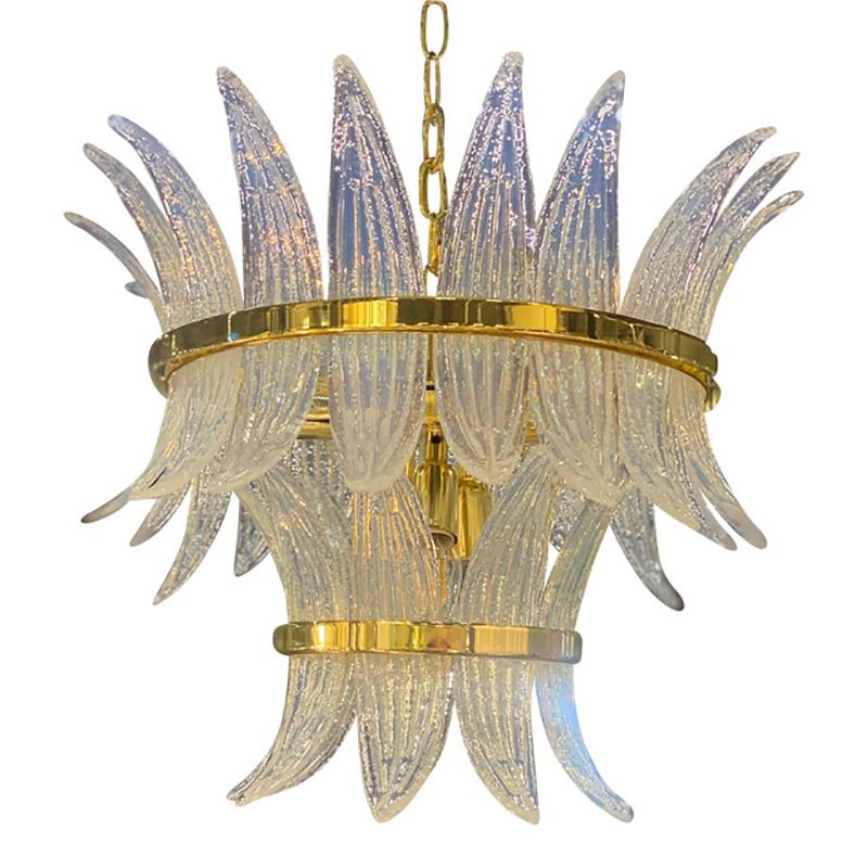 photo for sale Contemporary Belt Opalino “Palmette” Murano Glass Chandelier