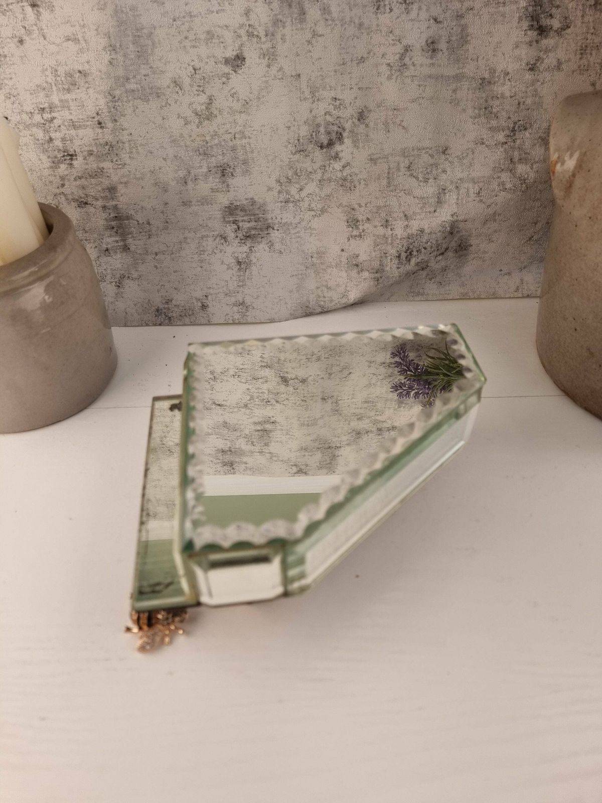 French Vintage Piano Jewelry Box   Vintage Glass Jewelry Box   Vintage Jewelry Box photo Home Decor