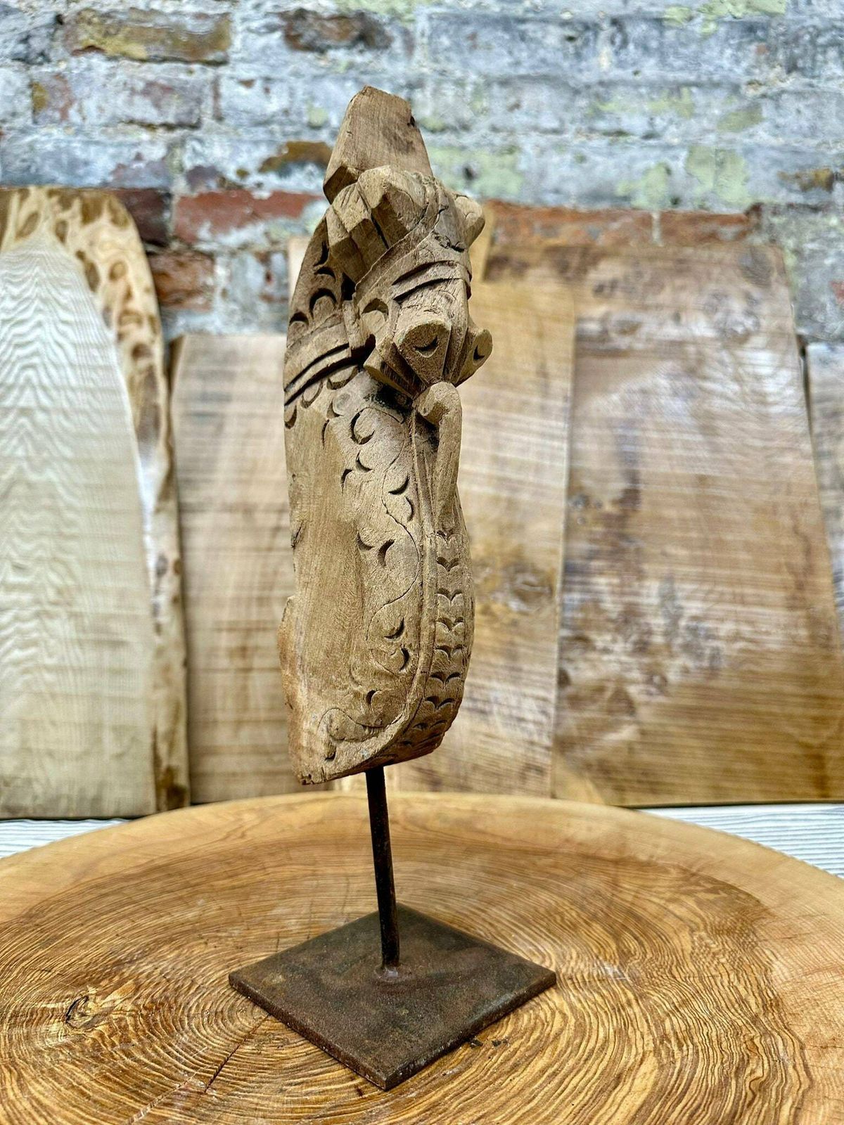 Vintage Handmade Carved Horse Head Ornament / Indian Wooden Horse Head C