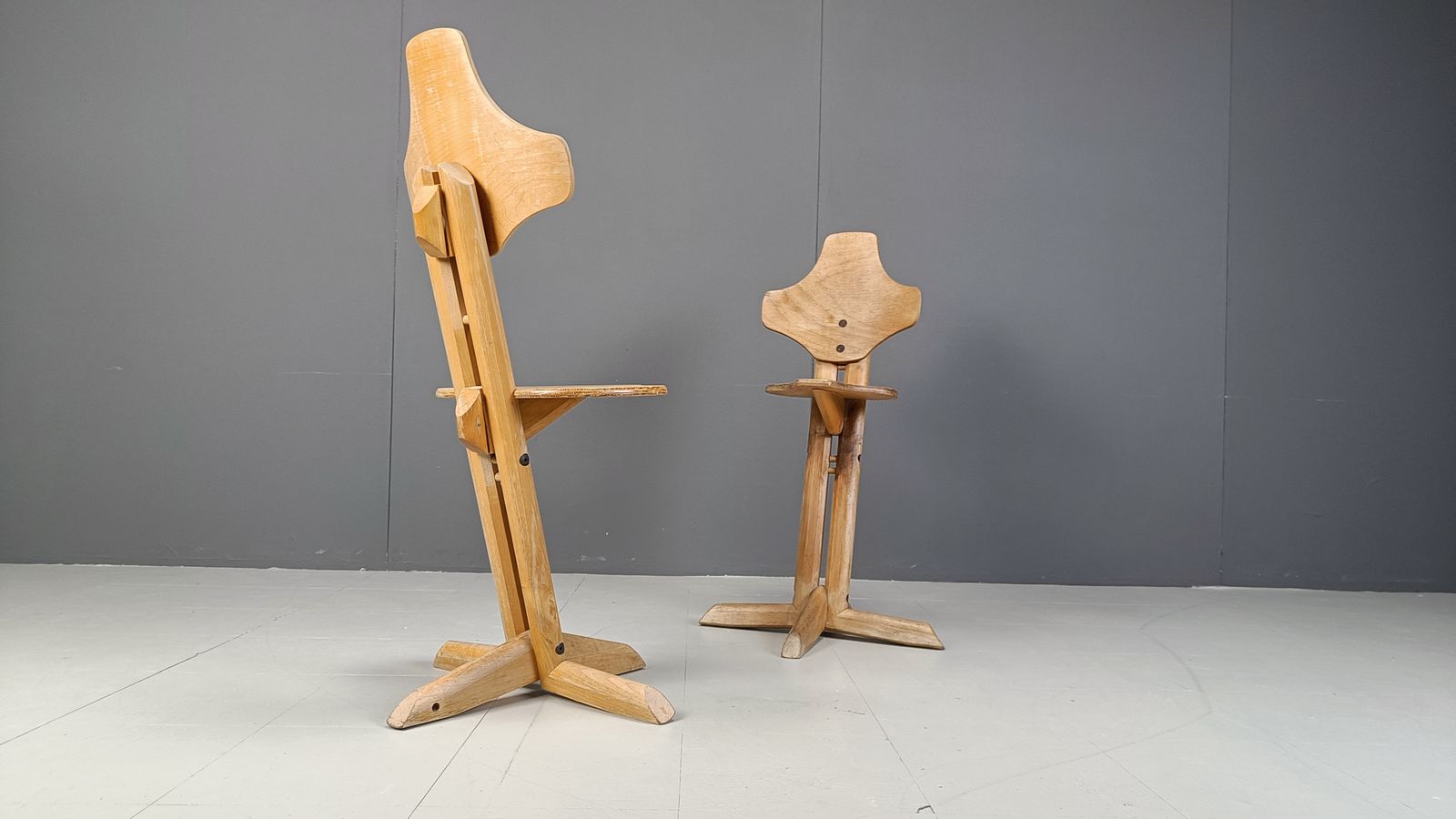 Pair Of Plywood Ergonomical Chairs By Rybo, 1970s photo for sale