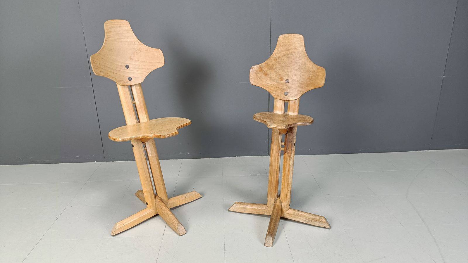 Pair Of Plywood Ergonomical Chairs By Rybo, 1970s