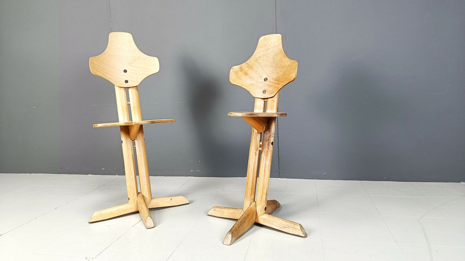Pair Of Plywood Ergonomical Chairs By Rybo, 1970s photo vinterior