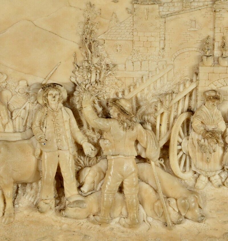 Bas Relief Painting In Petrified Limestone, Signed Cf.Becker – Late 19th Century photo Art