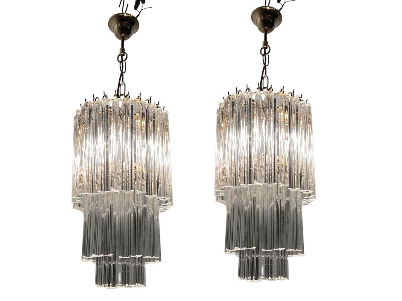 Murano Glass Trilobi Chandeliers Set Of 2