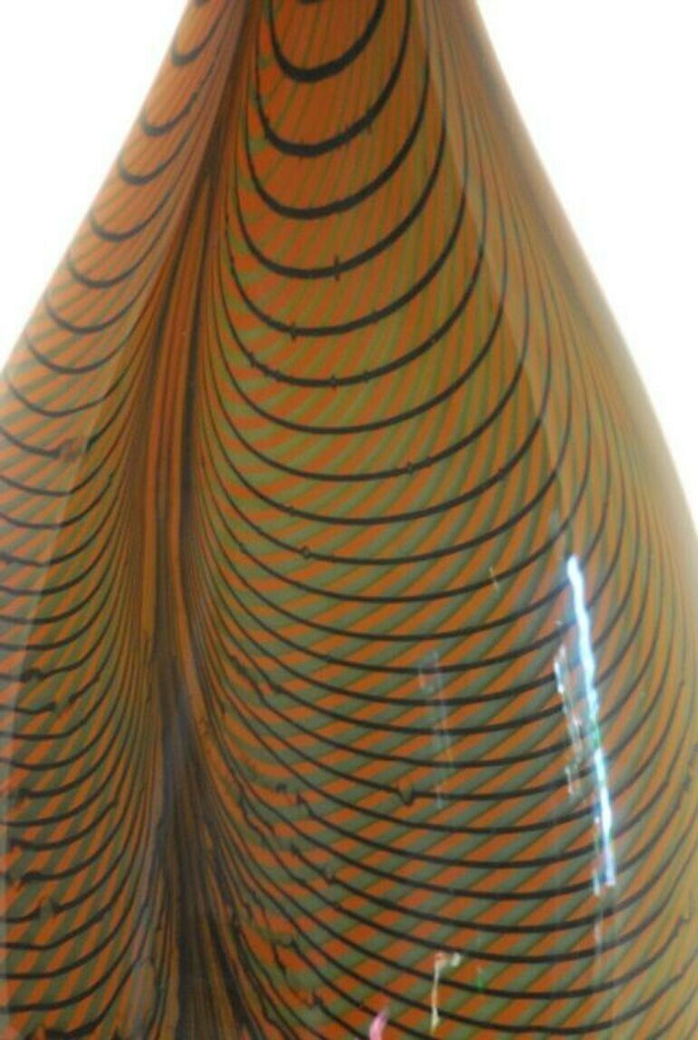 photo furniture Alberto Donà, Tall Feather Vase, Black Green Filigree Over Terracotta Background