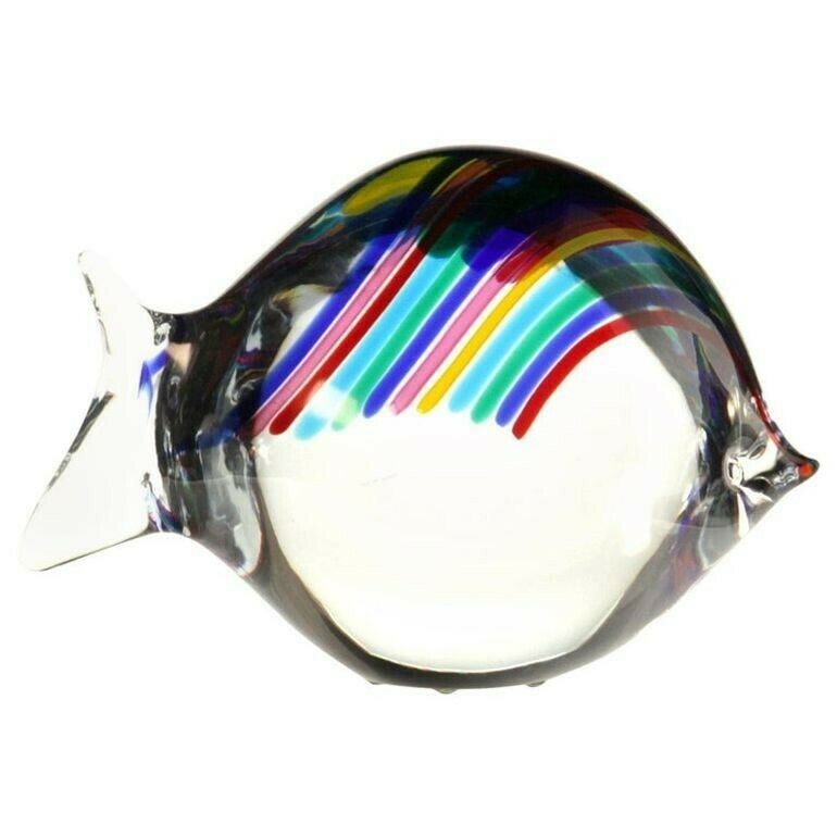 Livio Seguso For Bisazza, Massiccio Fish With Rainbow Canes 1993 Signed