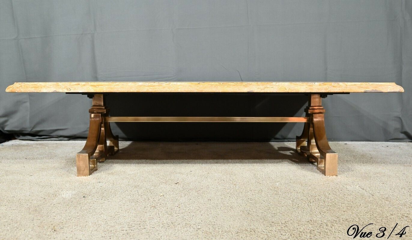 1600.0 Brass And Travertine Coffee Table, Art Deco Period – 1930 photo
