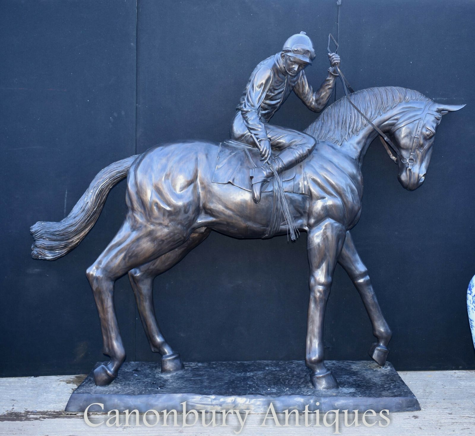 Lifesize French Bronze Horse And Jockey Statue By Bonheur