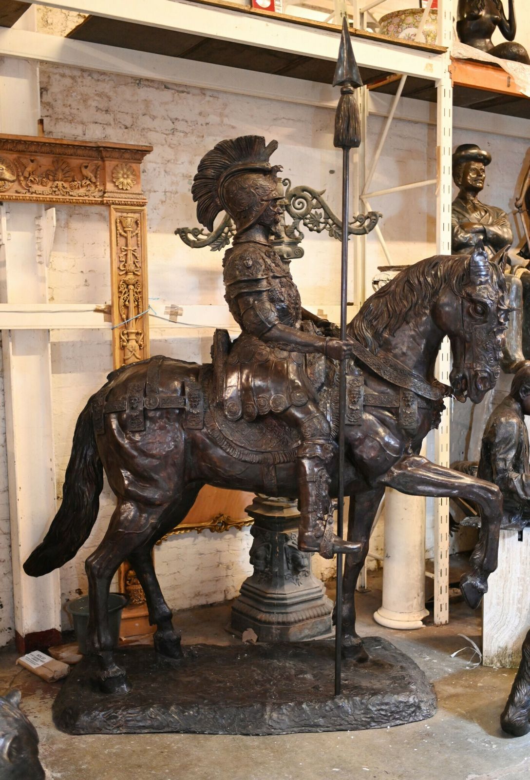 Lifesize Roman Gladiator On Horseback Statue Sculpture Architectural Art