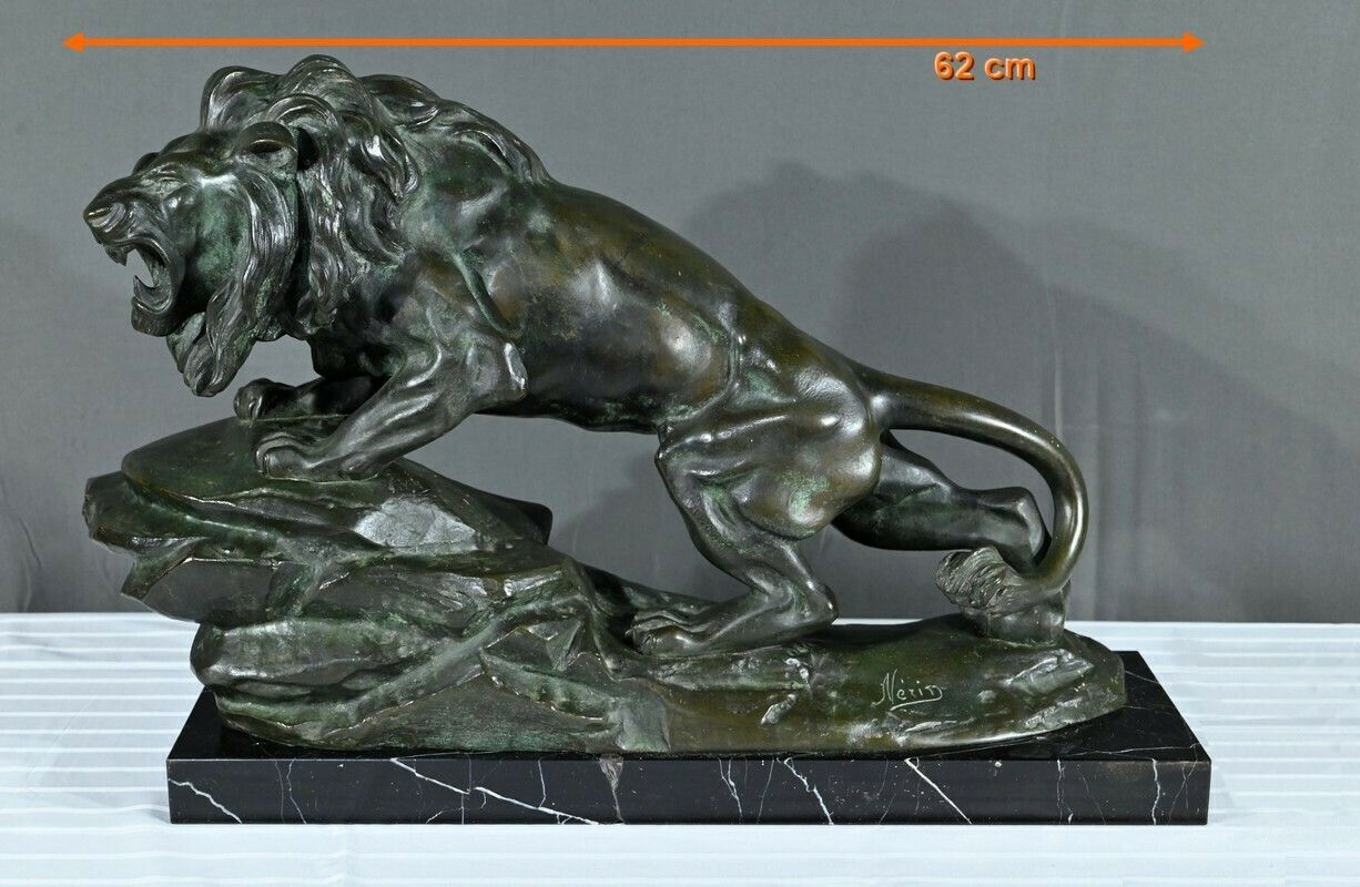 Bronze “Roaring Lion” Signed Nerin – Early 20th Century photo furniture
