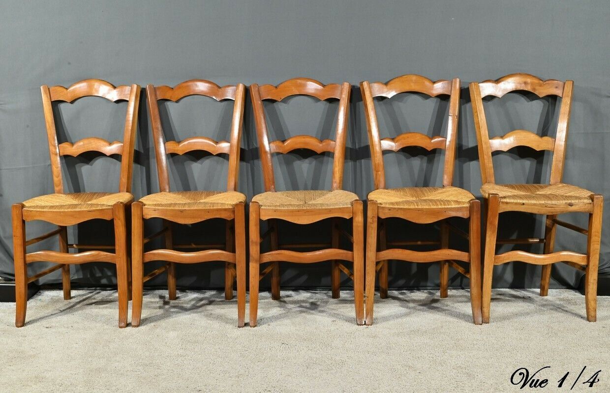Suite Of 5 Cherry Country Chairs, Louis Philippe Style – Late 19th Century photo 1400.0