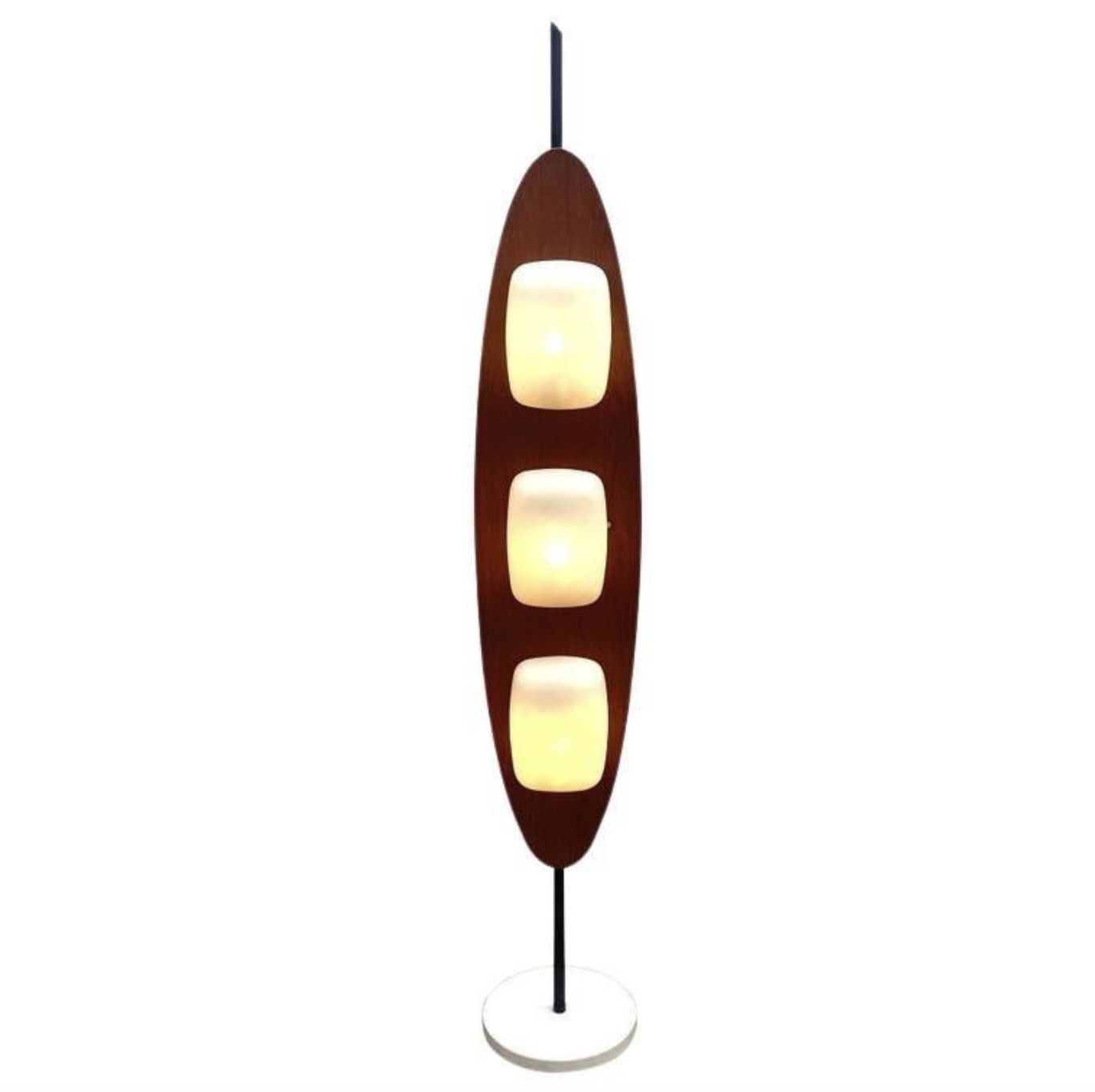 Totem Floor Lamp By Goffredo Reggiani, Wood, Marble And Opaline, Italy, 1970s photo vinterior