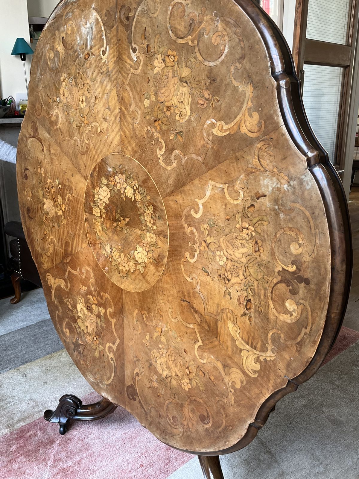 19th Century Victorian Dining Table   Marquetry Throughout, Incredible Detail