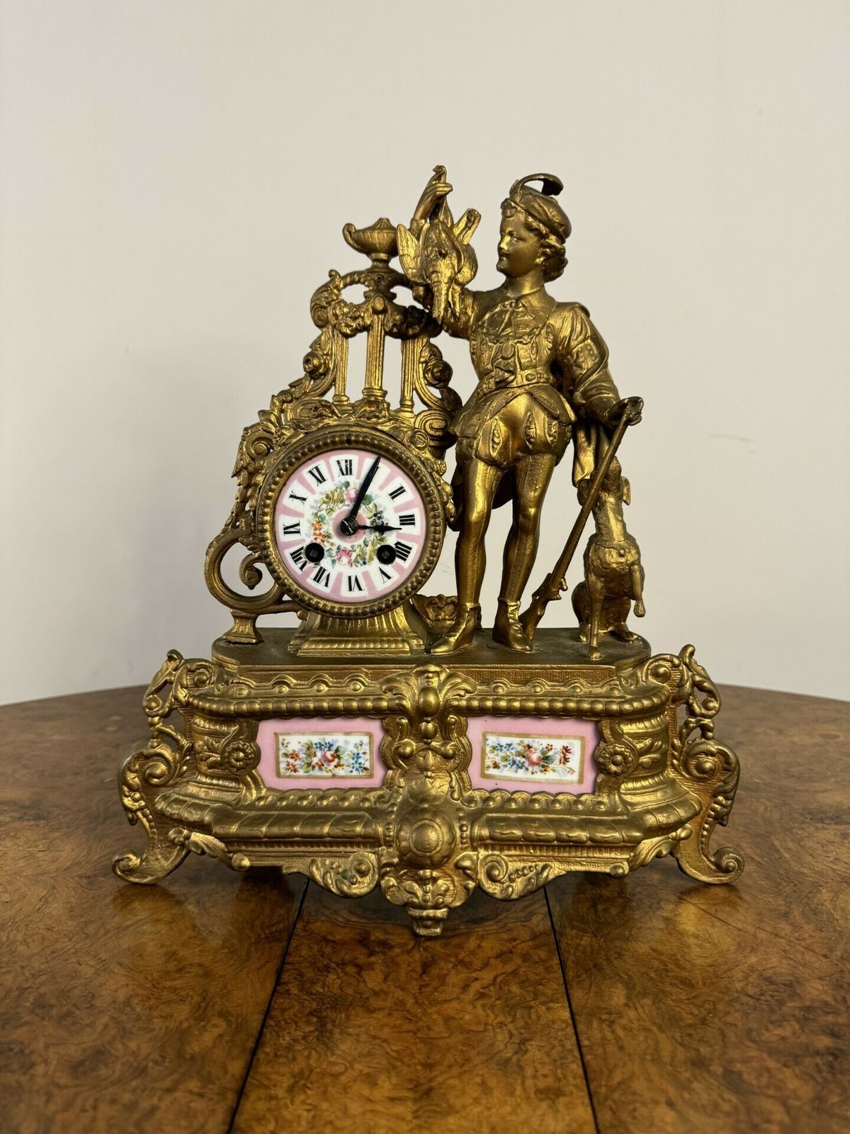 Stunning Quality Victorian French 19th Century Gilt Metal And Porcelain Mantle Clock photo 745.0