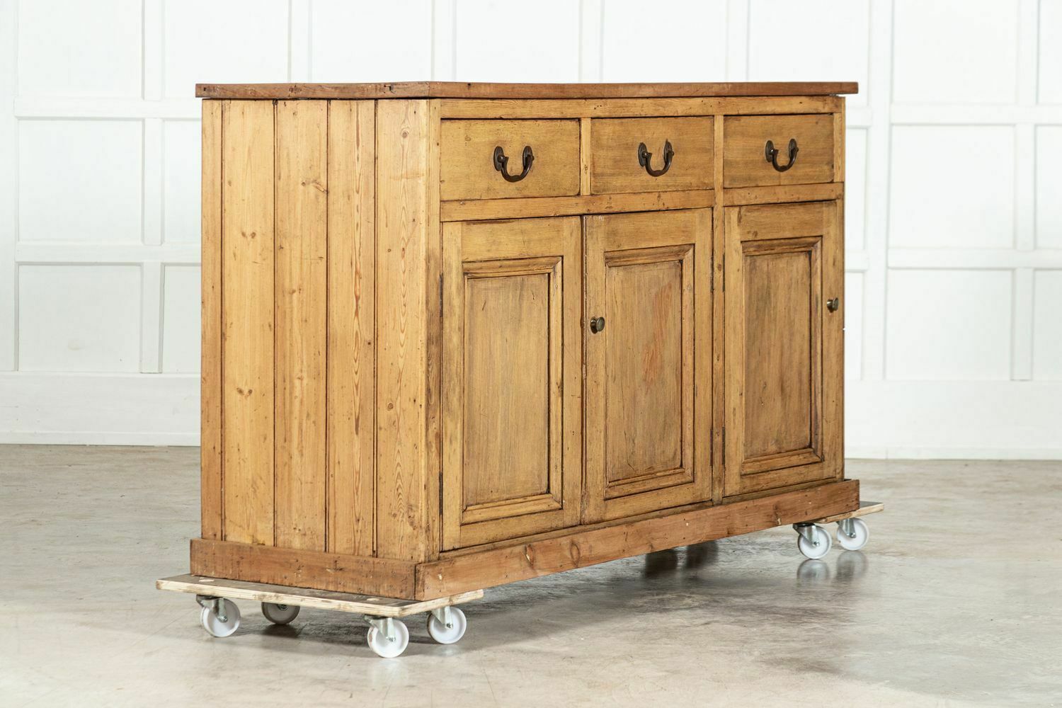 Large 19thc English Pine & Oak Dresser Base