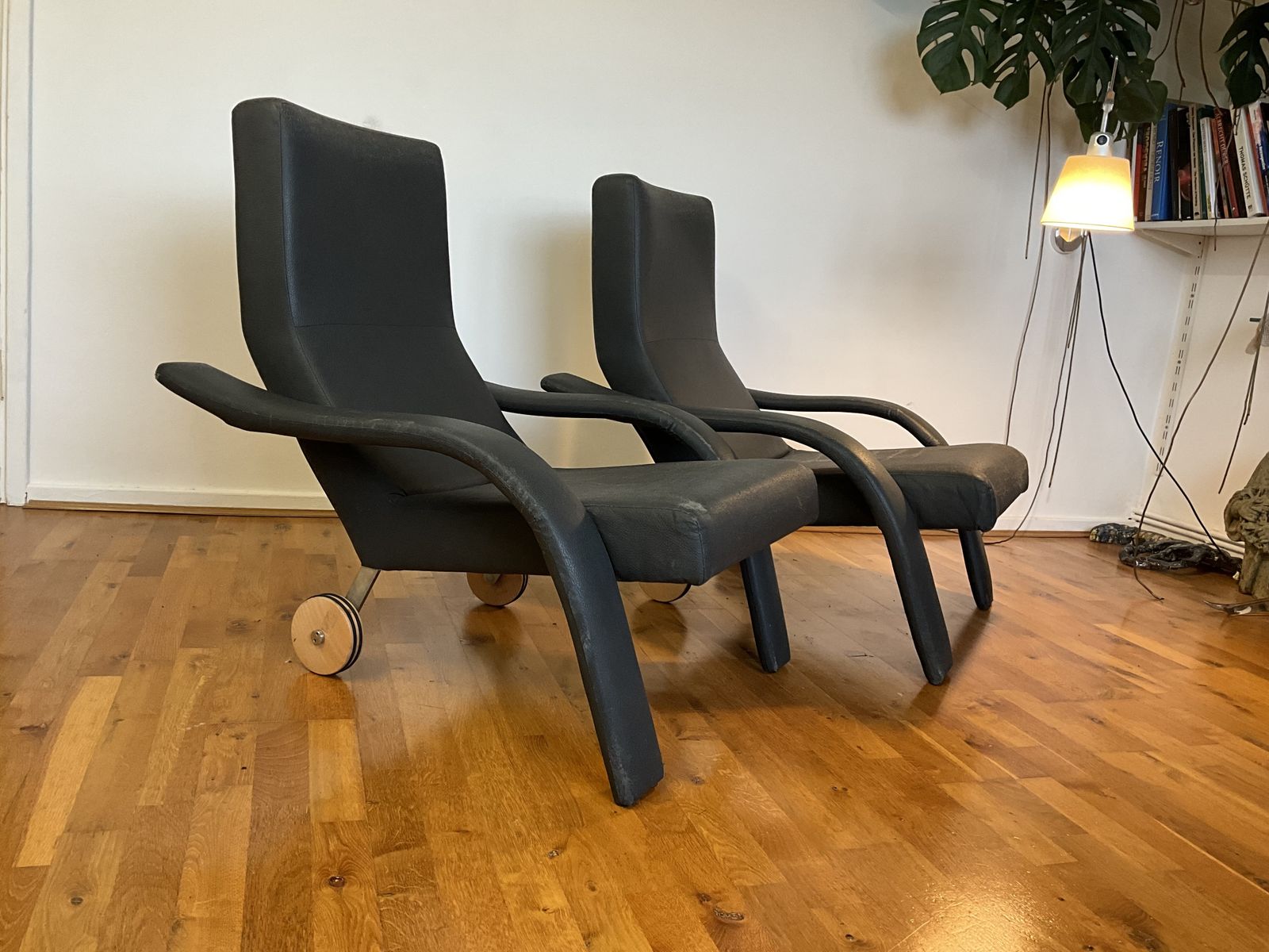 Two Dark Grey, Late 80's, Early 90's Armchairs. Peter Maly Style. photo Furniture