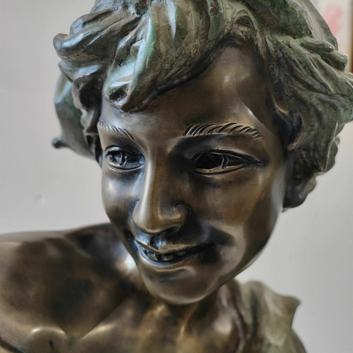 Bronze Sculpture, Anonymous Artist, Face Of A Boy, 1960 photo for sale