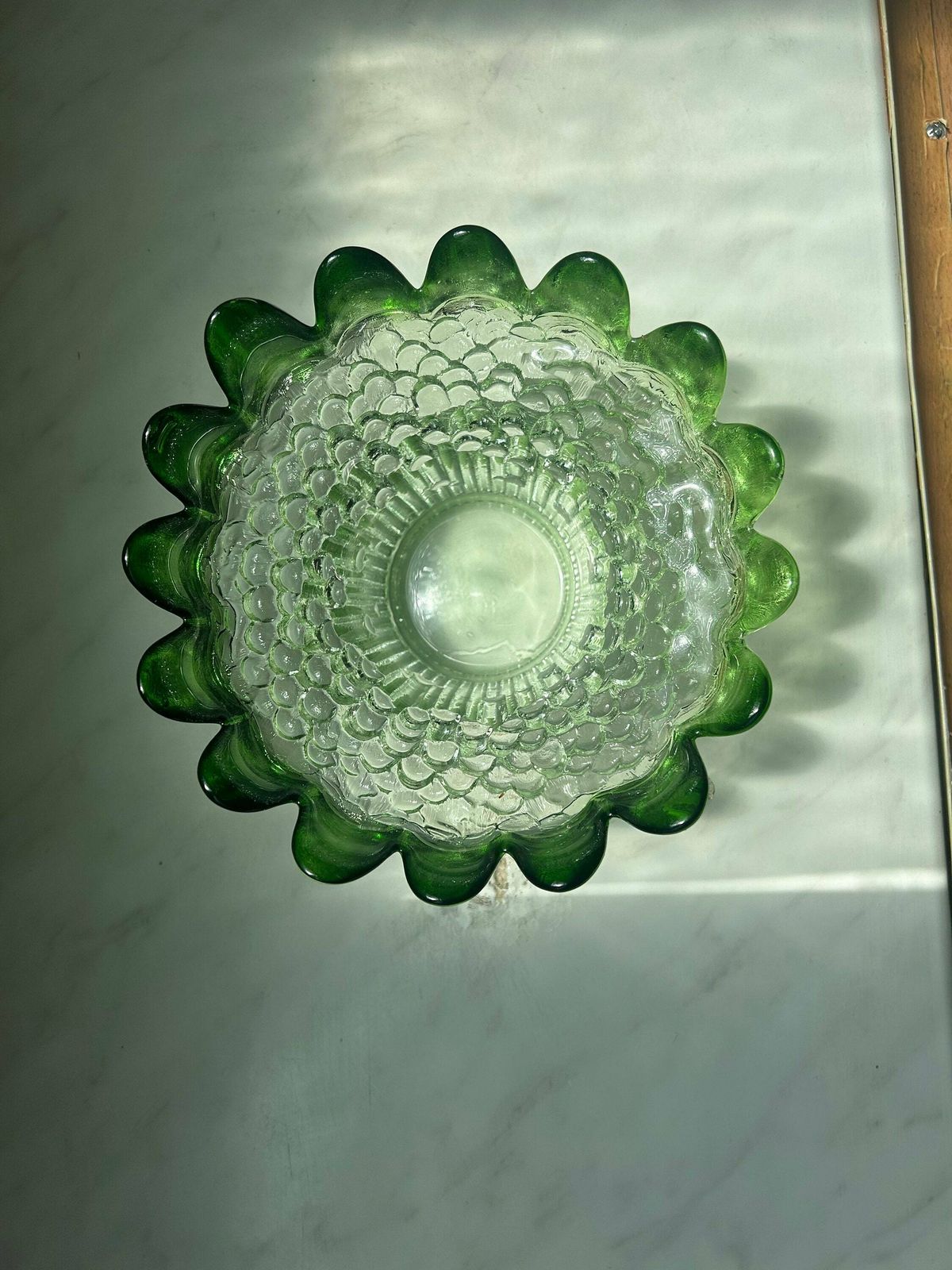 Vintage Green Glass Bowl / Kumela Finland Art Glass Bowl By Pertti Santalahti With Label Scandi Nordic photo furniture
