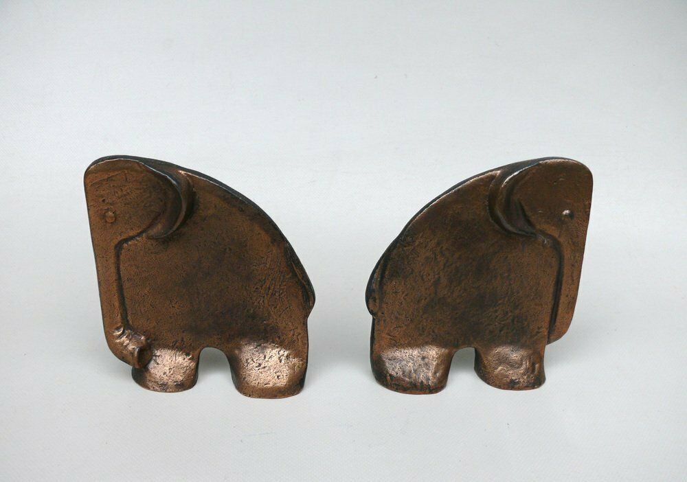 Elephants Book Supports In Bronze From Kunsthaus Kopp, 1960s, Set Of 2 photo buy